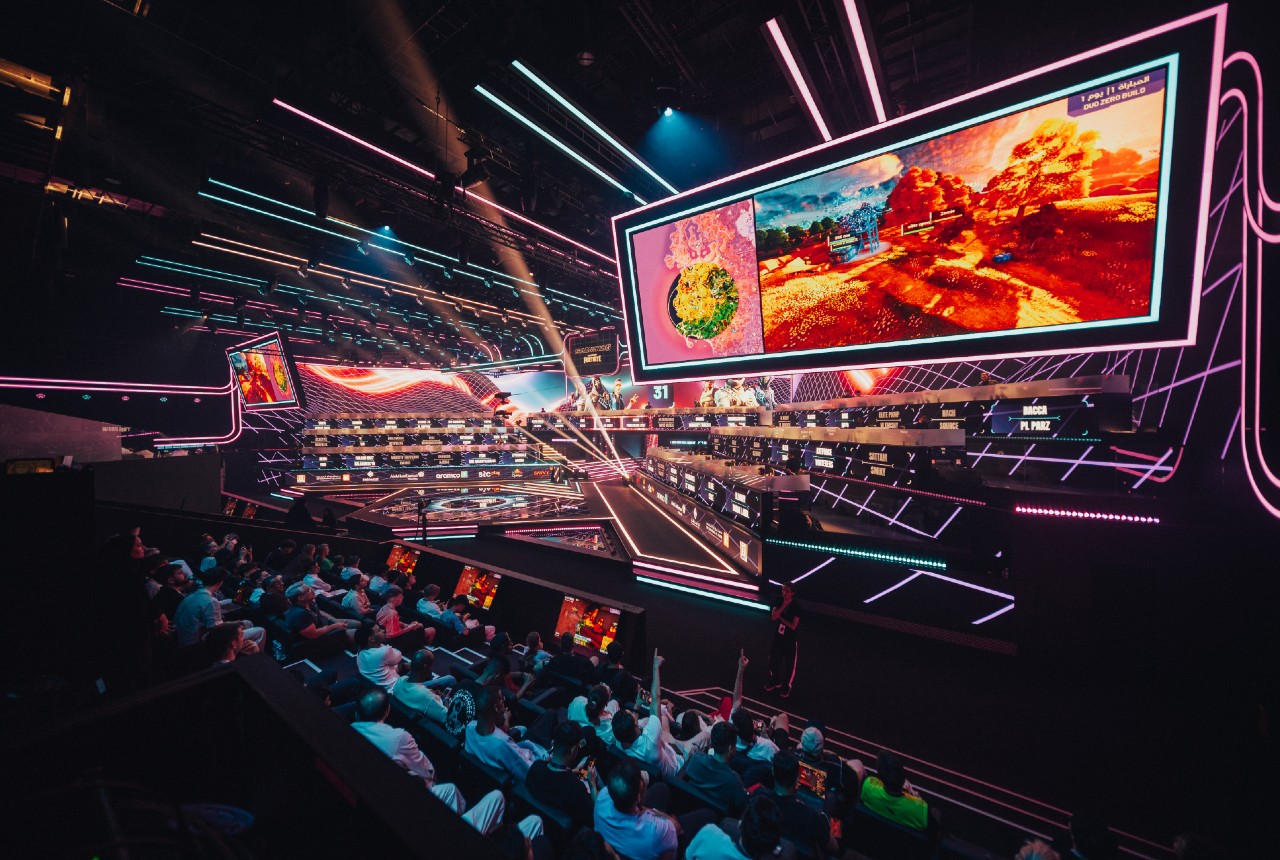 vibrant esports arena filled with spectators